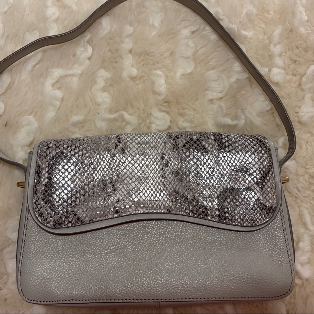 Nordstrom Gray Shoulder Bag with Snakeskin Detail